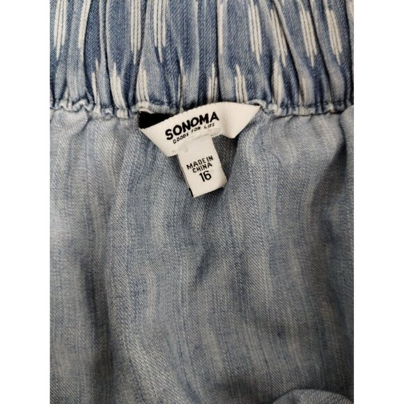 Sonoma Womens 16 Denim Blue Patterned Mini Utility Skirt With Pockets - Picture 7 of 7